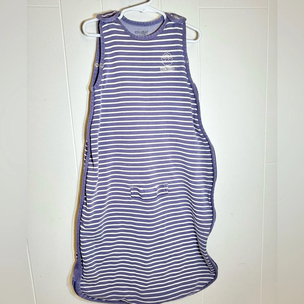 Woolino 4 Season® Ultimate Baby Sleep Bag, Merino Wool & Organic Cotton Stripes - Picture 2 of 9
